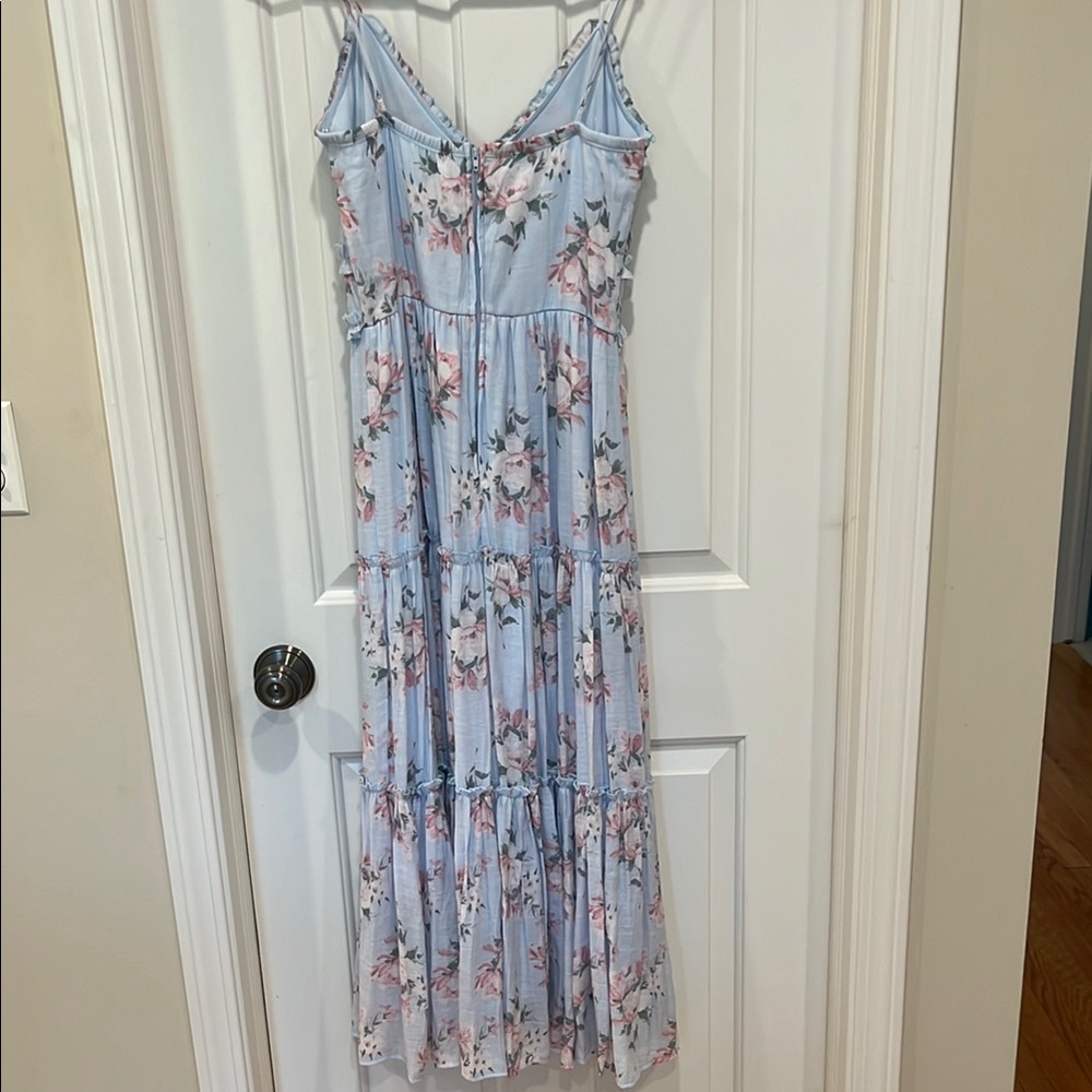 Altar'd State Blue Pleated Maxi Dress Sleeveless V-Neck - Picture 7 of 7